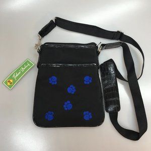 NWT Royal Blue Paw Print Nylon Crossbody Bag with Adjustable Strap